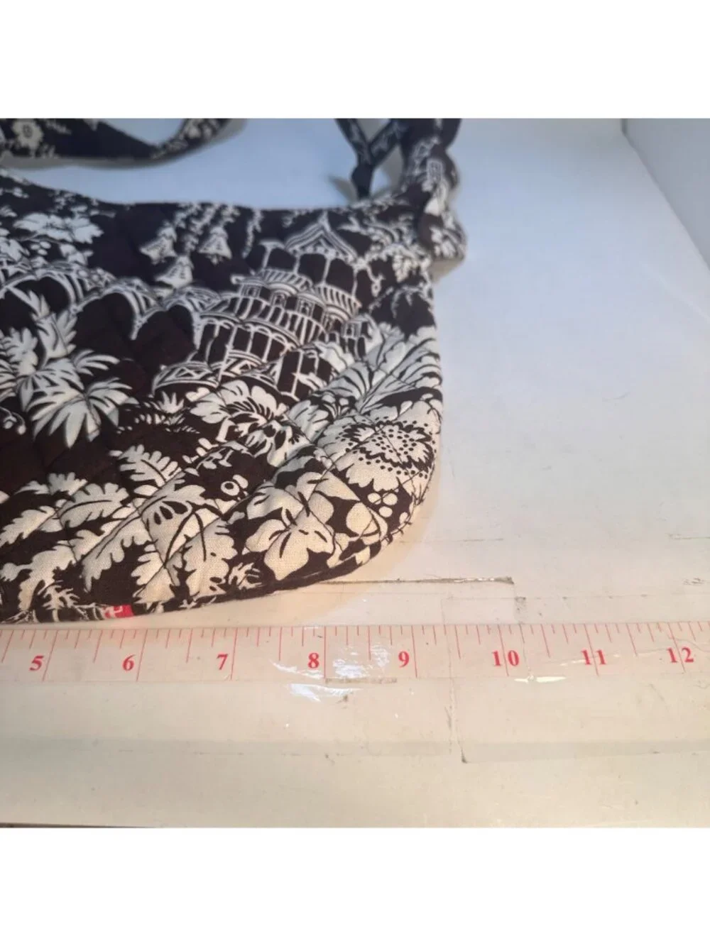 Vera Bradley Imperial Toile Quilted Shoulder Bag Black White Floral Hobo